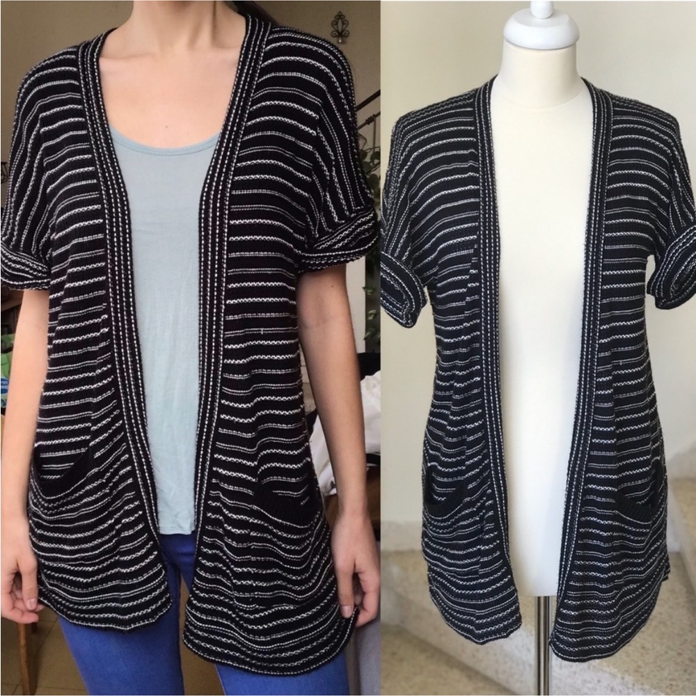 Urban Outfitters silence + noise stripe shirt sleeve long cardigan sweater